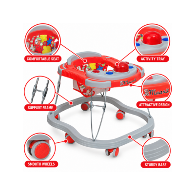 Maanit Piano Musical 3-in-1 Walker (Red)